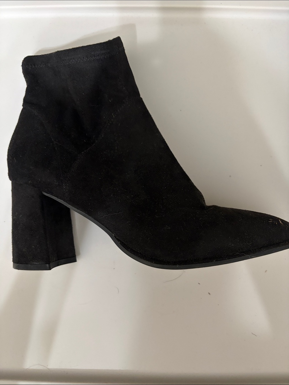 Marc Fisher Black Suede Block Heel Ankle Boots